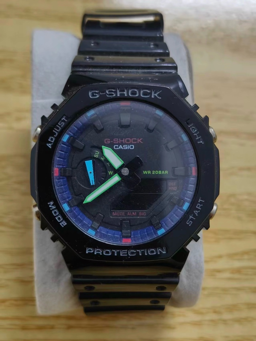 Black Watch with Blue Ring and Green Hands